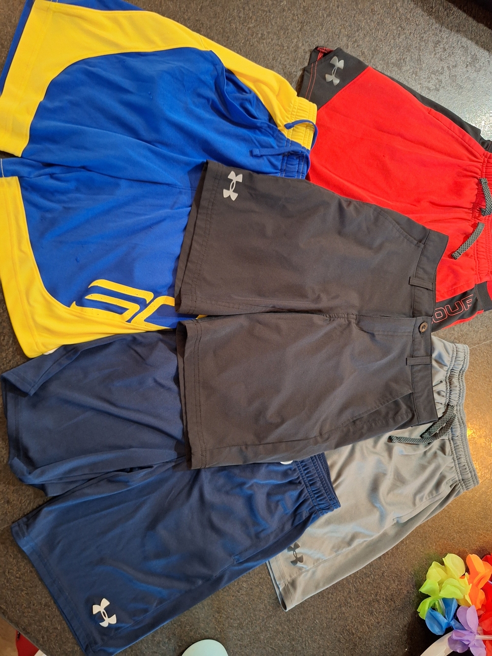 Under Armour Men's Athletic Shorts Pack - Blue, Yellow, Red, Black, Gray